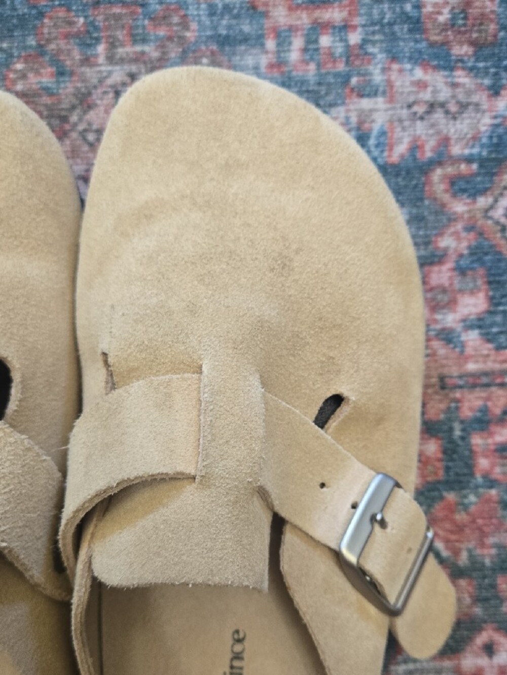 Quince Tan Suede Buckle Clogs Mules 7 Slip On Soft Footbed - Picture 6 of 7